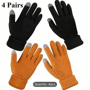Unisex Orange Touchscreen Gloves